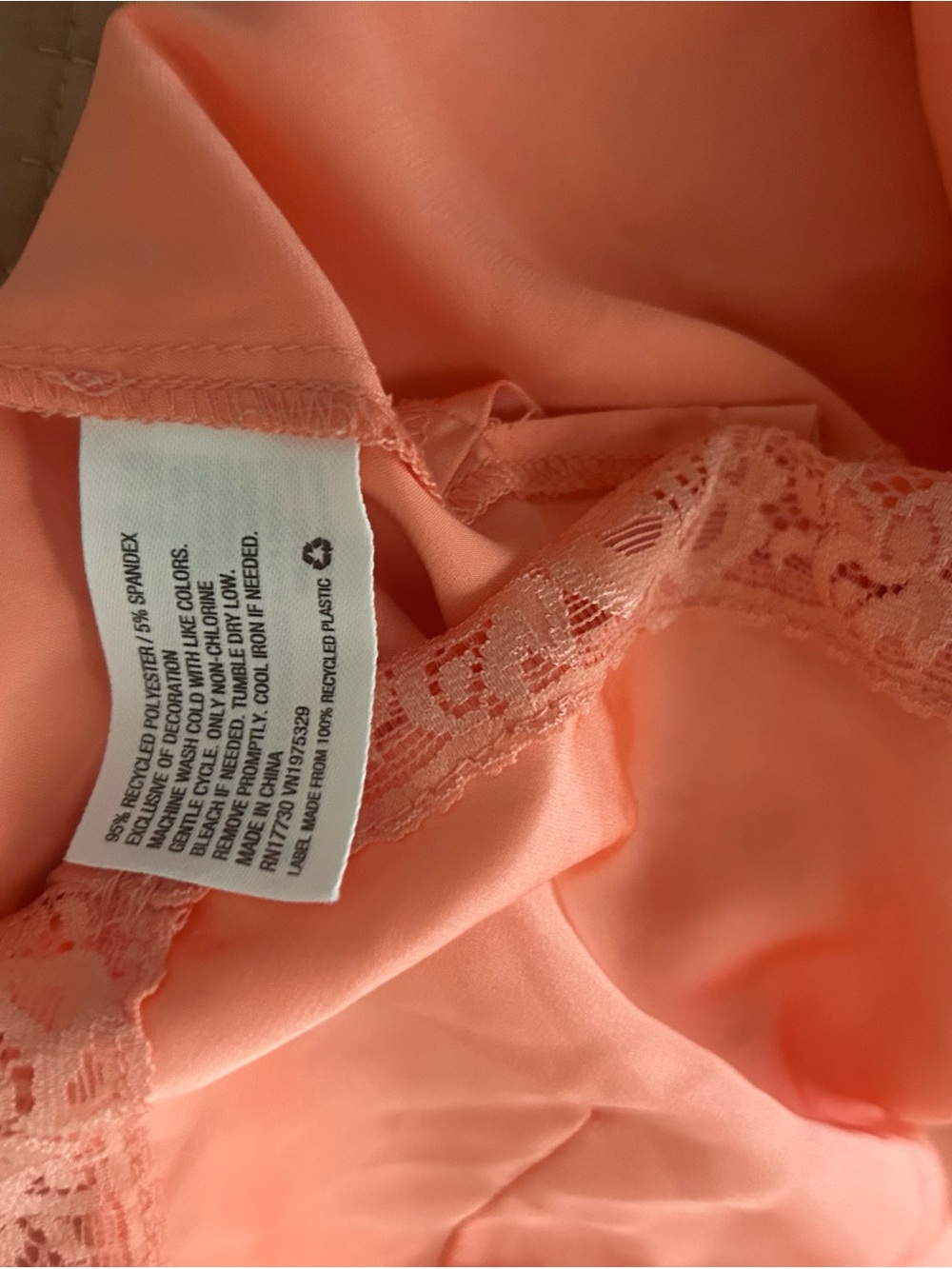 Colsie Coral Lace-Trim Satin Cami Pajama Top and Bottom - Picture 5 of 5